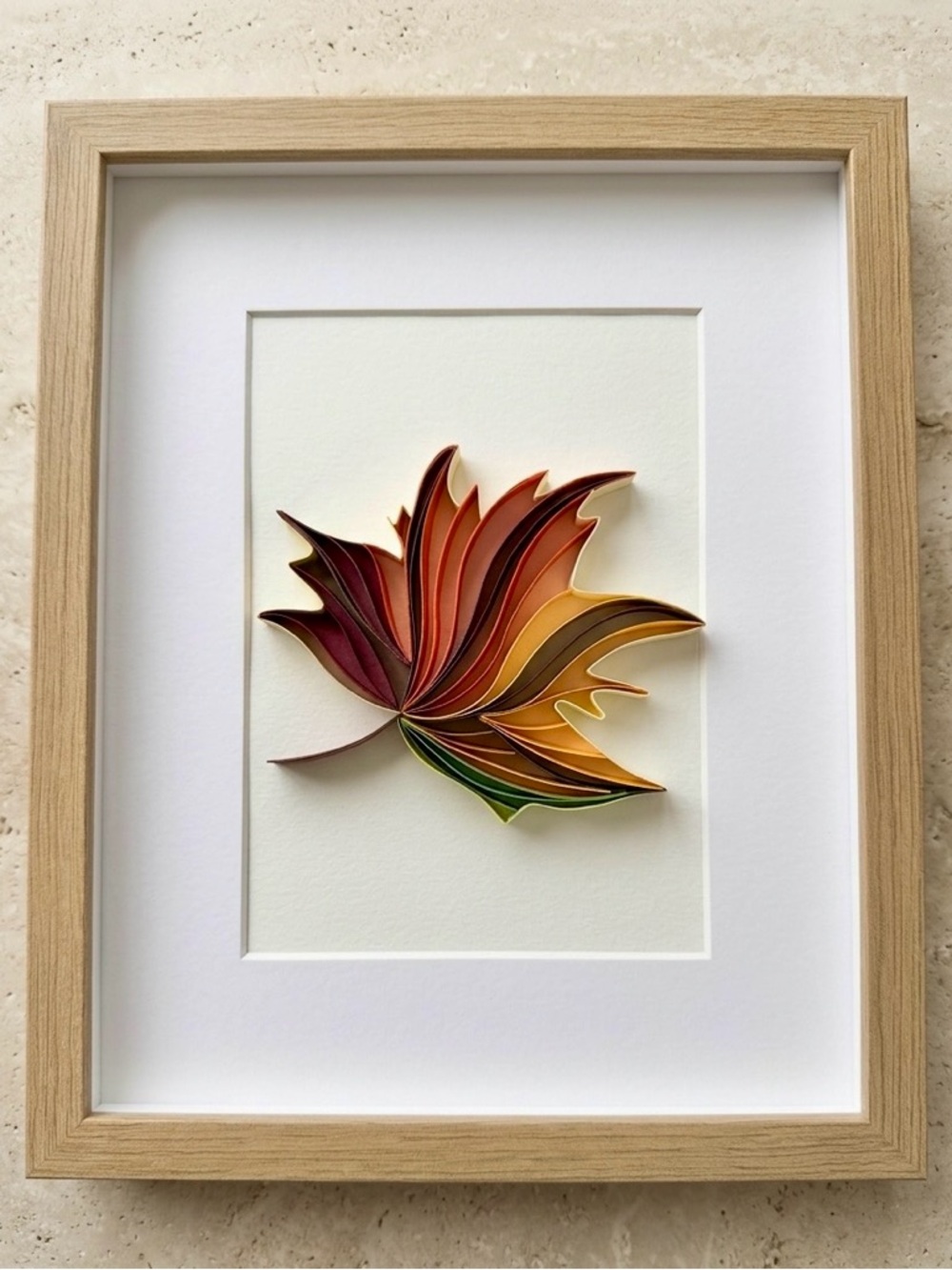 Handmade framed 3D Maple Leaf Quilling Art